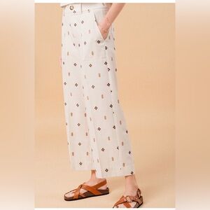 NWT Grace & Mila Messina Trousers Linen Blend Embroidered Lagenlook , XL